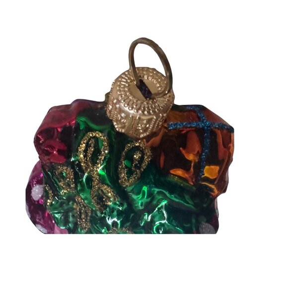 Christmas Stocking Hand Blown Glass Ornament Holding Toys and Gifts Vintage - Picture 4 of 4